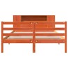 Lit bibliothèque sans matelas cire marron 120x190cm pin massif 