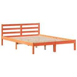 Lit bibliothèque sans matelas cire marron 120x190cm pin massif 
