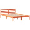 Lit bibliothèque sans matelas cire marron 120x190cm pin massif 