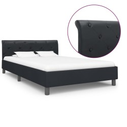 Cadre de lit sans matelas noir similicuir 140x200 cm 