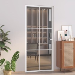 Porte intérieure 93x201,5 cm Blanc Verre ESG et aluminium 