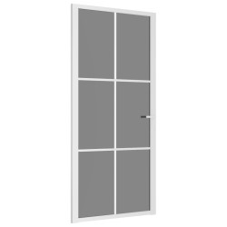 Porte intérieure 93x201,5 cm Blanc Verre ESG et aluminium 