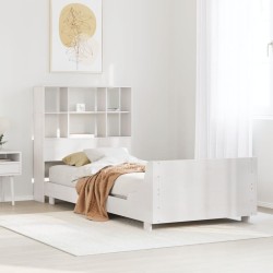 Cadre de lit sans matelas blanc 90x200 cm bois de pin massif 