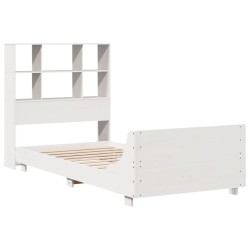 Cadre de lit sans matelas blanc 90x200 cm bois de pin massif 