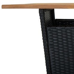 Table de bar Noir 80x80x110 cm Résine tressée et bois d'acacia 