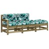 Salon de jardin 3 pcs avec coussins bois de pin imprégné 
