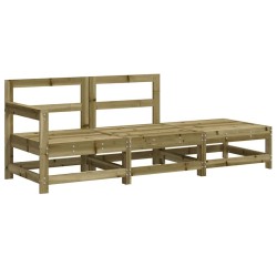 Salon de jardin 3 pcs avec coussins bois de pin imprégné 
