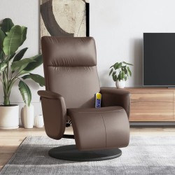 Fauteuil inclinable de massage repose-pieds marron similicuir 