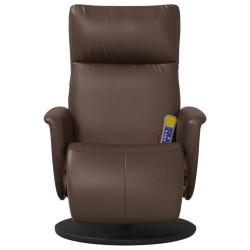 Fauteuil inclinable de massage repose-pieds marron similicuir 