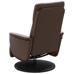 Fauteuil inclinable de massage repose-pieds marron similicuir 