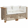 Canapés d'angle de jardin et coussins 2pcs beige résine tressée 
