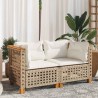 Canapés d'angle de jardin et coussins 2pcs beige résine tressée 