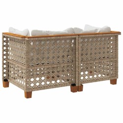 Canapés d'angle de jardin et coussins 2pcs beige résine tressée 