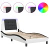 Cadre de lit avec LED sans matelas blanc et noir 90x190 cm 