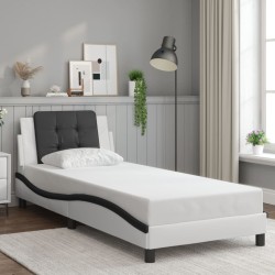 Cadre de lit avec LED sans matelas blanc et noir 90x190 cm 