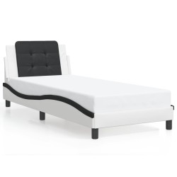 Cadre de lit avec LED sans matelas blanc et noir 90x190 cm 