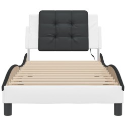Cadre de lit avec LED sans matelas blanc et noir 90x190 cm 