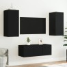 Unités murales TV avec LED 4 pcs noir bois d'ingénierie 