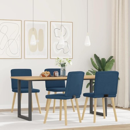 Chaises à manger lot de 4 bleu tissu 