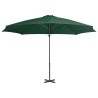 Parasol de jardin en porte-à-faux et poteau en aluminium vert 