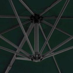 Parasol de jardin en porte-à-faux et poteau en aluminium vert 