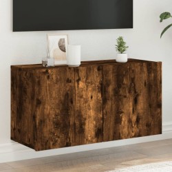 Meuble TV mural chêne fumé 80x30x41 cm 