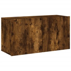 Meuble TV mural chêne fumé 80x30x41 cm 