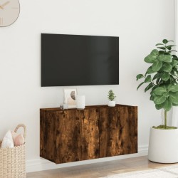 Meuble TV mural chêne fumé 80x30x41 cm 