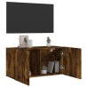 Meuble TV mural chêne fumé 80x30x41 cm 