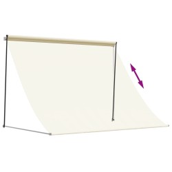 Auvent rétractable crème 200x150 m tissu et acier 