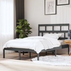 Cadre de lit sans matelas gris bois massif 