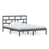Cadre de lit sans matelas gris bois massif 