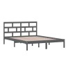 Cadre de lit sans matelas gris bois massif 