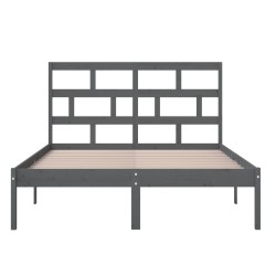 Cadre de lit sans matelas gris bois massif 