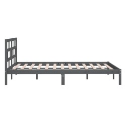 Cadre de lit sans matelas gris bois massif 