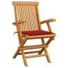 Chaises de jardin et coussins rouge lot de 2 Bois teck massif 