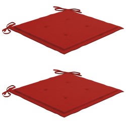 Chaises de jardin et coussins rouge lot de 2 Bois teck massif 
