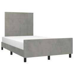 Cadre de lit sans matelas gris clair 120x190 cm velours 