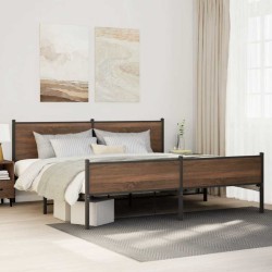 Cadre de lit en métal sans matelas chêne marron 200x200 cm 