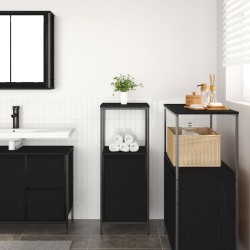 Meuble de salle de bain avec étagères chêne noir 36x35x95 cm 