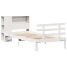 Lit bibliothèque sans matelas blanc 75x190cm bois de pin massif 