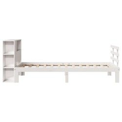 Lit bibliothèque sans matelas blanc 75x190cm bois de pin massif 