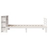 Lit bibliothèque sans matelas blanc 75x190cm bois de pin massif 