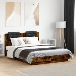 Cadre de lit avec LED sans matelas chêne fumé 120x190 cm 