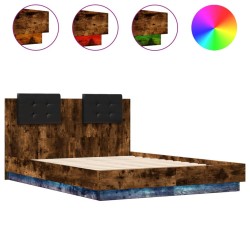 Cadre de lit avec LED sans matelas chêne fumé 120x190 cm 