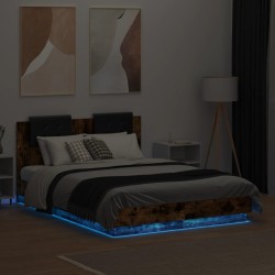 Cadre de lit avec LED sans matelas chêne fumé 120x190 cm 