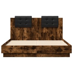 Cadre de lit avec LED sans matelas chêne fumé 120x190 cm 