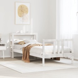 Cadre de lit avec tête de lit sans matelas blanc 100x200 cm 