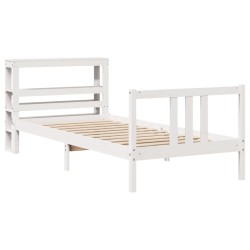 Cadre de lit avec tête de lit sans matelas blanc 100x200 cm 