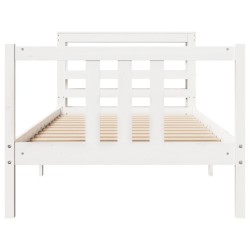 Cadre de lit avec tête de lit sans matelas blanc 100x200 cm 